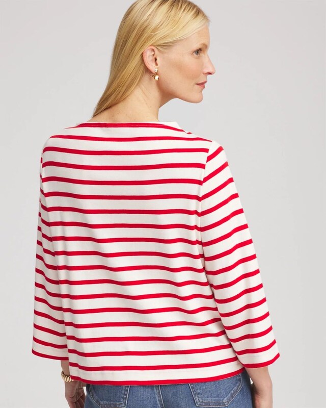 Bateau Neck Stripe Top - image 3